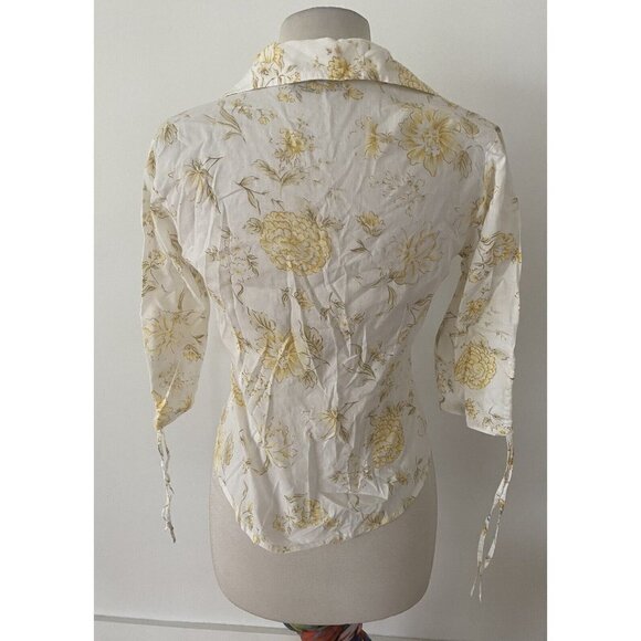 PERISCOPE Yellow White Floral Button Down Shirt SIZE S Juniors Women’s - Picture 3 of 8